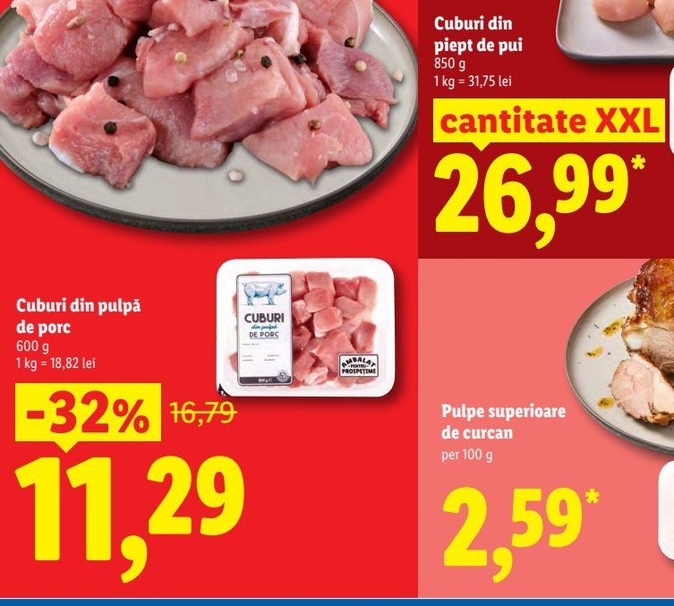 Cuburi Pulpă Porc