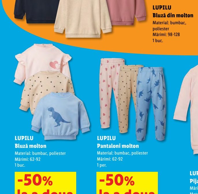 Pantaloni Molton Pijama Velur Bluză